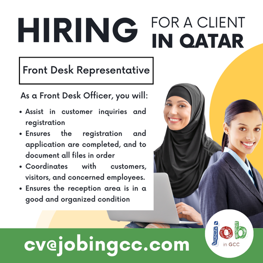 Urgent Hiring Front Desk/Admin Asst in Qatar | Qatarjobfinder.com