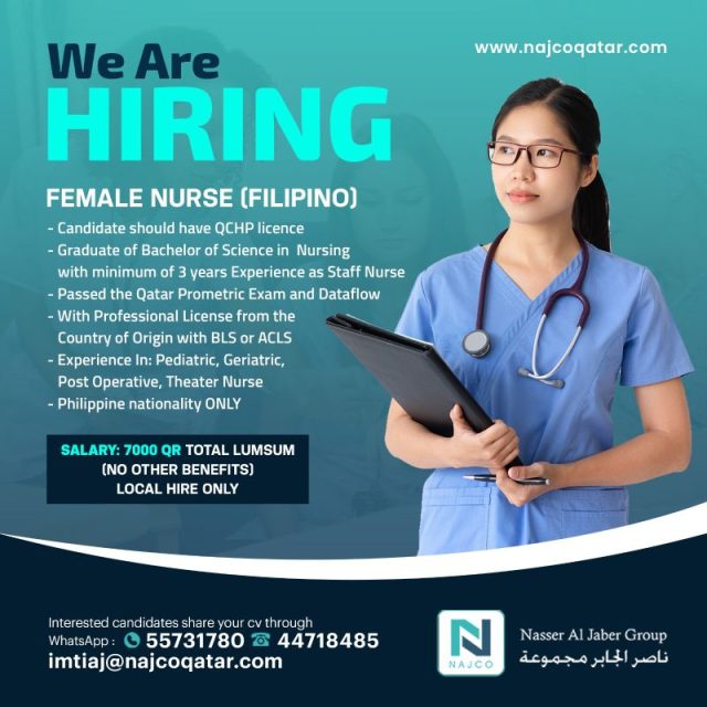 Hiring Female Nurse Filipino Qatarjobfinder Com   1684910385905 640x640 