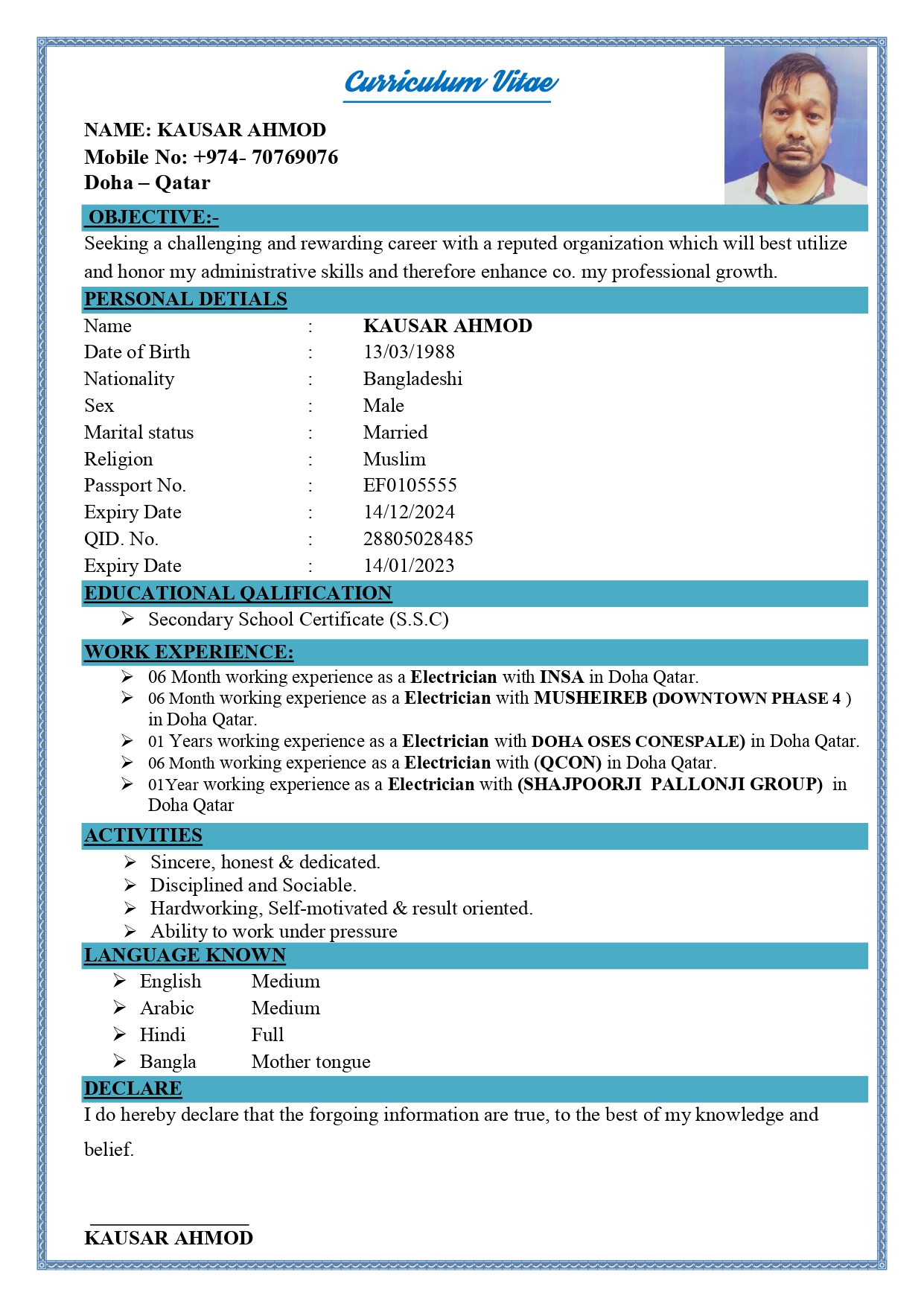 Electrician Jobs in Macsole Trading & Contracting, Qatar